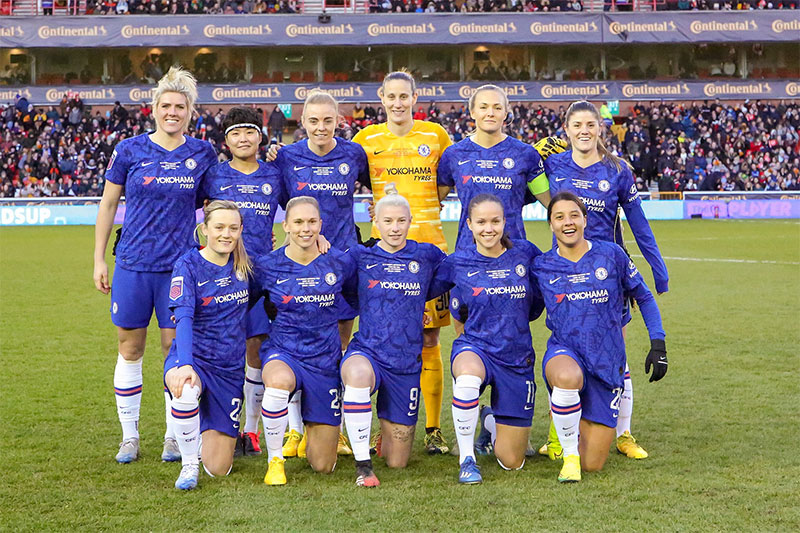 Chelsea, a women's football club of London, England in 2020.